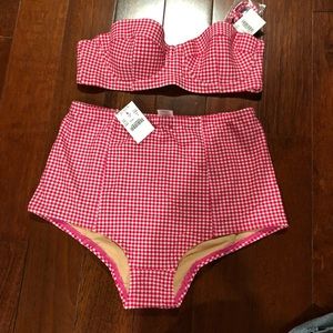 *New* J Crew high waisted pink gingham bikini